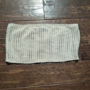 NWT Pretty Little Thing Crochet Cut Out Bandeau Beach Top in Cream